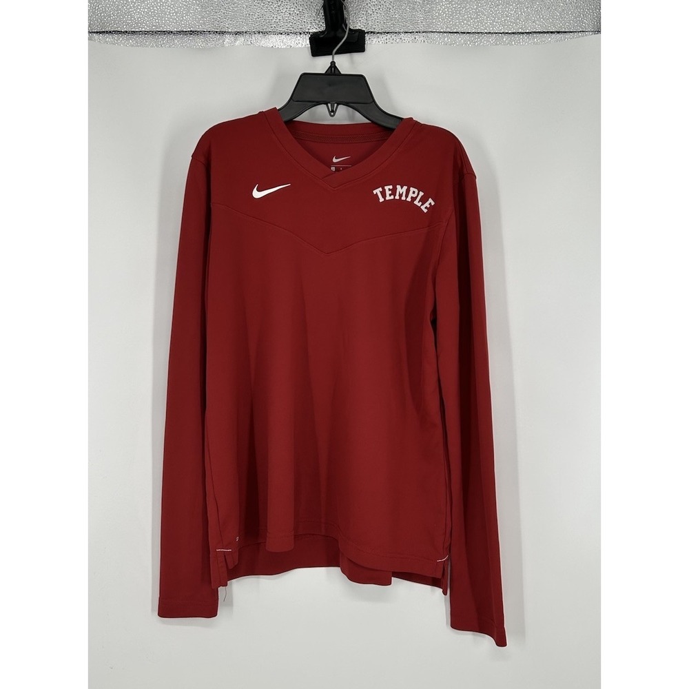 Temple Owls Nike Tee Long Sleeve T Shirt Red Performance Lightweight Mens Large